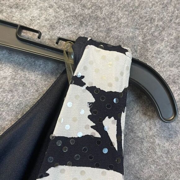 DRESSBARN Slimming Sleeveless Ruched Sequin Dress Black White Size 20W Cocktail - Picture 14 of 14